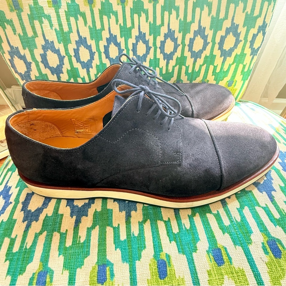 Hugo Boss Dark Blue Suede Oxfords